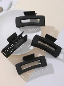 4/3/2/1pc Women's Black Fashionable Solid Color Large Hair Claws, Suitable For Thick Hair, Going Out, Dating, Travel And Vacation, Strong Fixing Hair Claws Hair Clips, School Stuff