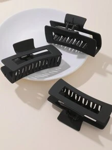 4/3/2/1pc Women's Black Fashionable Solid Color Large Hair Claws, Suitable For Thick Hair, Going Out, Dating, Travel And Vacation, Strong Fixing Hair Claws Hair Clips, School Stuff