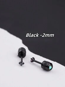 2 件扁平螺丝后方晶锆石耳钉双头 CZ 耳钉不锈钢微型男女通用防过敏软骨耳环，螺丝双圆形方晶锆石精致螺旋耳环，适合男士、女士、女孩男孩（金色/银色/黑色 2 毫米/3 毫米/4 毫米/5 毫米/6 毫米）万圣节圣诞节礼物日常佩戴 - Ear Studs - 查看 15