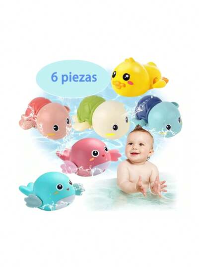 Juguetes de baño para bebés de 6 piezas Tortuga + Delfín + Pato