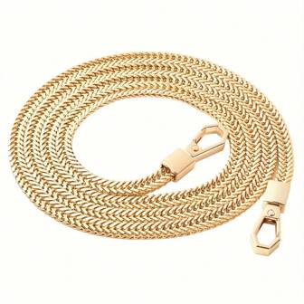 Fox Tail Chain Shoulder Bag Strap Metal Chain Link 47 Inch Snake Bone Purse Fashion Accessory For Women Bag Charm Flat Purse Chain Metal Bag Strap