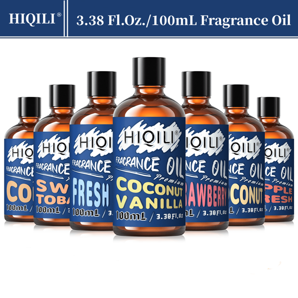 HIQILI HIQILI 100ml/3,38 fl.oz. Duftöl, reines unverdünntes Frische Leinen, Kokosnuss, Kirschblüte, Kaffee, Erdbeer Öl für Diffuser, Luftbefeuchter, DIY Parfüm, Raumduft, Kerzen- und Seifenherstellung, Luftreiniger