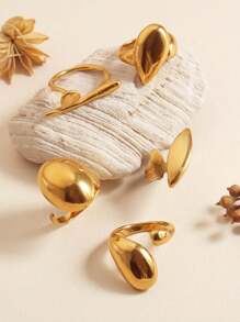 Anillos únicos de acero inoxidable de moda, joyería a prueba de manchas y agua para mujeres - anillo gordo - Ver 1