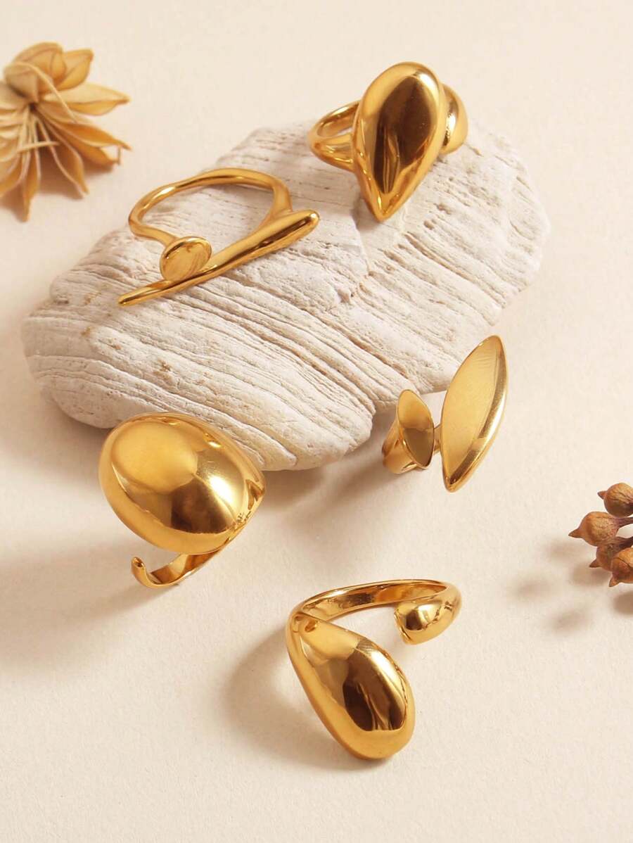 Anillos únicos de acero inoxidable de moda, joyería a prueba de manchas y agua para mujeres - anillo gordo - Ver 1