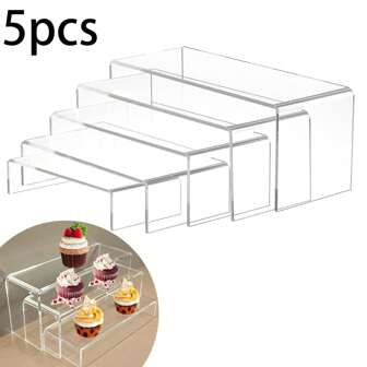 1 件/5 件甜点蛋糕展示架，5 件套 U 形透明亚克力收纳架，适用于婚礼和派对，桌面收纳架，适用于珠宝、盲盒和玩具展示