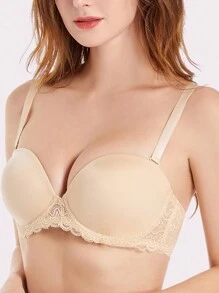 YANDW Strapless Push Up Multi-Wear Bralette Underwire Lightly Padded Bra For Wedding, Lingerie - Apricot - View 4