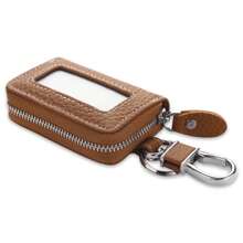 1pc Smart Key Case, PU Leather Key Holder, Men/Women Smart Key Pouch, Flip Cover Key Chain, Cowhide Leather Key Wallet, Smart Key, Car Key Bag, Key Protector, Cute Textured Leather Carabiner With Key Ring - Multicolor - View 13