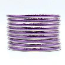 9 Stücke/Set glitzernde Jelly Armreifen für Frauen Armband, silbrige rosé-goldene Farben Armreife Armband