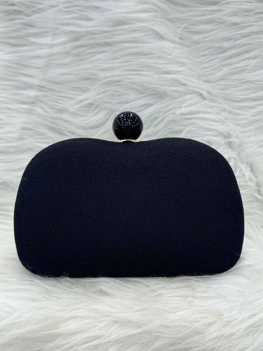 Women's Straw Clutch Party Bag Hand Wallet With Strap - màu đen - Xem 1