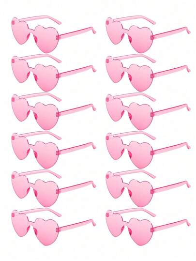 1/6/12/20 Pairs Heart Shaped Party Glasses Candy Color Rimless Fun Heart Decorative Eyeglasses For Women Men Party Favors