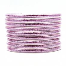 9 Stücke/Set glitzernde Jelly Armreifen für Frauen Armband, silbrige rosé-goldene Farben Armreife Armband