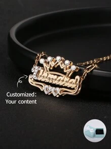 1pc Customized Personalized English Letter, Crown, Double Heart Shaped, Double Layer, Dual Tone Pendant Necklace, Simple, Fashionable, Elegant Round  Chain, Skin-Friendly, Suitable For Women, Multiple Occasions And Daily Wear, High-End Jewelry