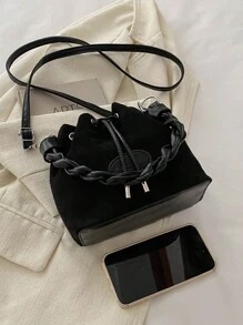 Women Drawstring Bag Mini Sling Bag Bucket Bag Diamond Shape Daily Outdoor Bag