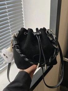 Women Drawstring Bag Mini Sling Bag Bucket Bag Diamond Shape Daily Outdoor Bag