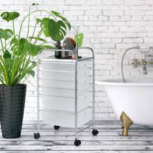 6-Drawer Organizer Cart, Multipurpose Mobile Rolling Utility Storage, Drawer Organizers And Storage, Organizer Rolling Storage Cart With Wheels, Home Office Storage Cart With Organiser - White - View 5