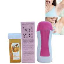 Kit de Depilación Profesional Completo con Cera Depiladora - Práctico y Eficaz Depilado -  Óptimo para Uso Doméstico y Salones de Belleza - Consigue una Piel Suave y Radiant,Máquina portátil fundidora de cera eléctrica para depilación con mano, calentador de cera roll-on de epilador y herramientas para el cuidado de la piel depilatorio - Rosa - Ver 2