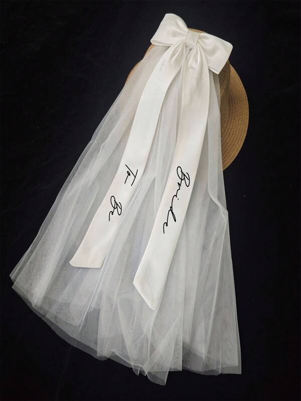 1 Peça Decoração de Casamento, Véu de Laço Branco "Brides to Be" para Noivas, Grampo de Cabelo para Despedida de Solteira, Chá de Panela