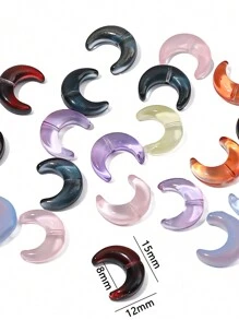 10pcs 15x12mm Glass Transparent Moon Shaped Frame Spacer Beads, Used For Jewelry Making DIY Special Connection Necklace Bracelet Earring Pendant Craft Supplies