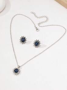 3 piezas/set de aretes y collar elegantes con girasol: diseño de esmeralda y cristal lujoso, adecuado para uso diario y ocasiones especiales - conjunto de joyas - Ver 14