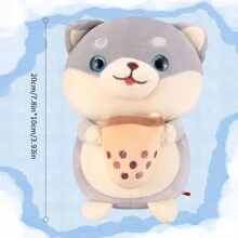 (1pc)Milk Tea Dog Plush Doll Family Toy Drinking Milk Tea Doll Can Be Used As A Home Decoration Can Also Be A Pillow On The Bed With Legs To Sleep Plush Dog