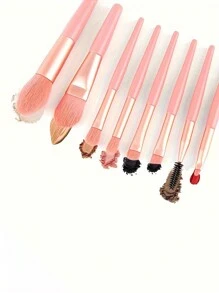 8 pièces Set de pinceaux de maquillage, petits pinceaux de qualité premium en fibres synthétiques pour fond de teint, fard à joues, ombre à paupières, sourcils, cils, nez et lèvres, livré avec un sac de rangement charmant