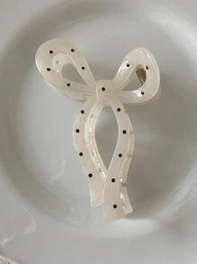 2pcs Set Women's Sweet Bow Polka Dot Large Hair Claw Clips Valentine's Day Valentines Hair Jaw Clip Hair Clamps Hair Clutch Hair Catcher Clip