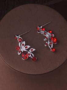 Luxury Bride Jewelry Set: Crystal Water Drop Necklace & Earrings In Purple, Blue, Red - Wedding Dress, Formal Gown, Stage Performance Accessory