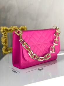 Luxury Women's Handbag And Crossbody Chain Strap - Hot Pink - View 2