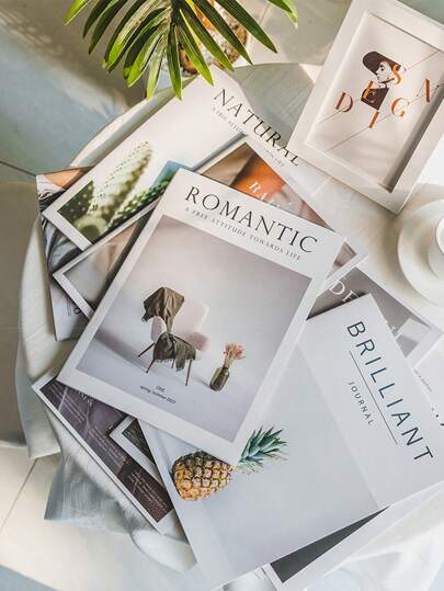 1 set Stile Ins Rivista semplice in inglese, sfondo per shooting, Libro semplice in stile Ins in inglese, Accessori per live photo, Decorazione per shooting in strada, Ornamenti decorativi, Adatto per cibo, gioielli, cosmetici, sfondi per shooting