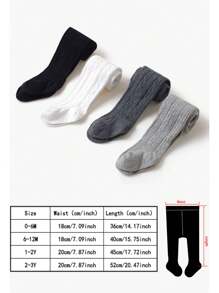 4pcs/Pack Infant & Toddler Solid Cable Knit Tights, Suitable For Year-Round Daily Wear - Multicolor - View 2