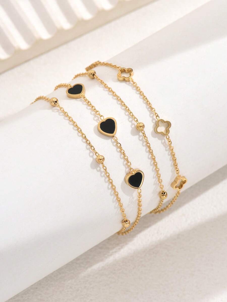 1pc Elegant Casual Commute Stainless Steel Versatile Women's Adjustable Double-Layer Bracelet - Yellow Gold - View 1