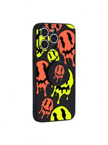 1pc Cartoon Heart Shaped Foldable Kickstand Anti-Fall Non-Slip Phone Case Compatible With Samsung/IPhone/Redmi