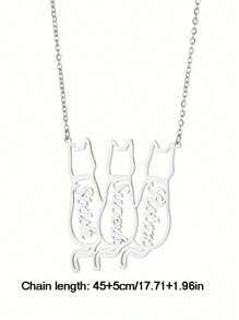 Personalized Pet Name 1-3 Cats Necklace Custom Named Cat Necklace, Cat Named Necklace, Personalized Cat Memorial Gift, Cat Silhouette Necklace, Custom Cat Letter Jewelry Custom Gift Stainless Steel Necklace For Women Custom Cute Cat Names Necklace Nameplate