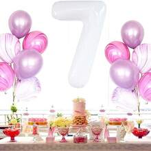 1 pieza Globo digital blanco lechoso de 32 pulgadas, globo inflable gigante, se puede combinar libremente con números, adecuado para varios propósitos como decoración de fiesta de banquete, decoración de baile de graduación, etc., mejorando la atmósfera del espacio (números del 0 al 9) - lechoso - Ver 9