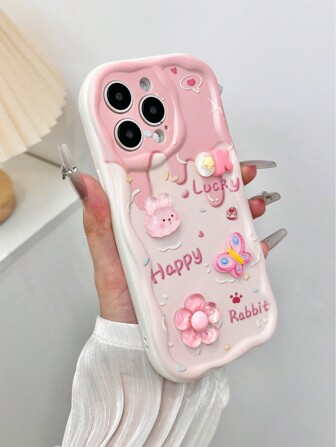 Funda suave para teléfono con estampado de oso de peluche de margarita de manzana, oso de dibujos animados, cadena floral holográfica y remolino para iPhone 15, 15 Pro Max, 13, 14, 11, 12, XS, XR, 7/8, 7/8 Plus