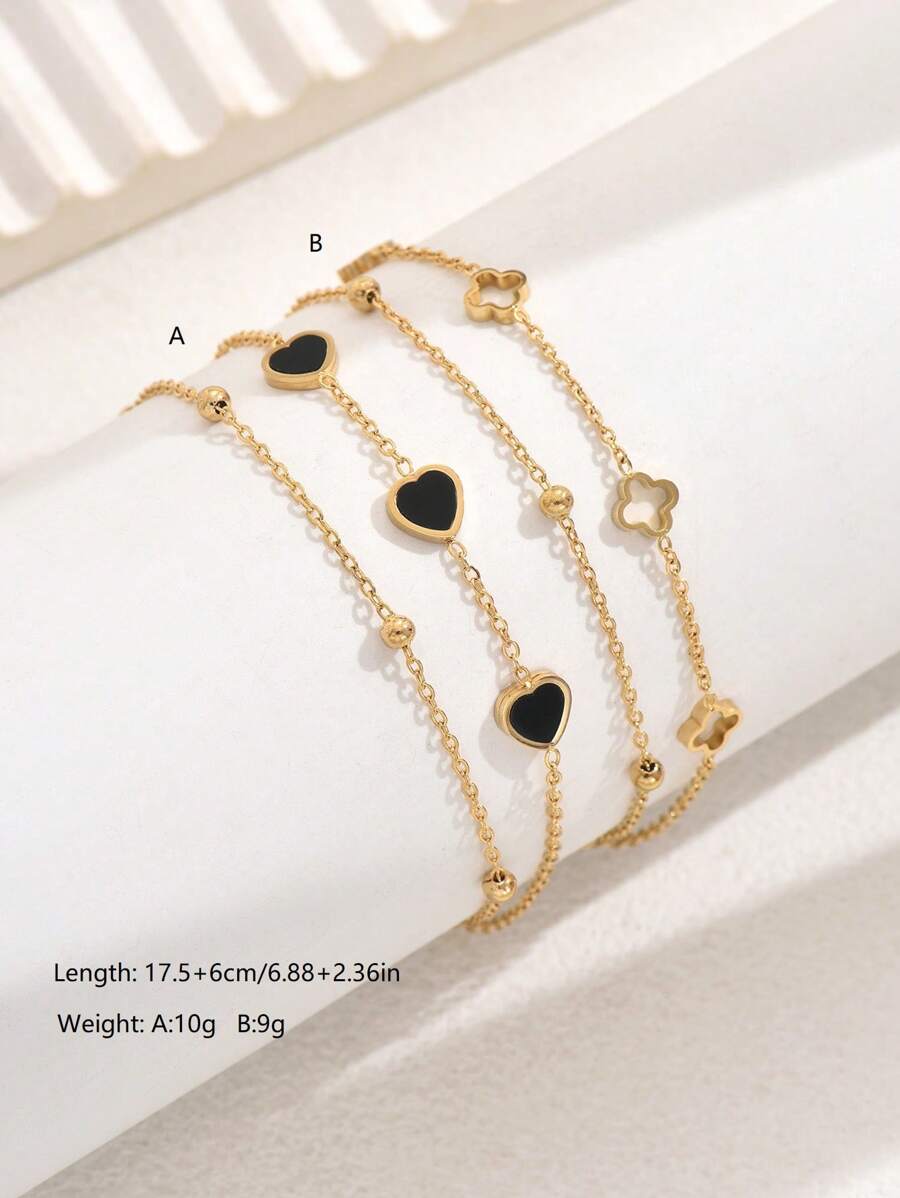 1pc Elegant Casual Commute Stainless Steel Versatile Women's Adjustable Double-Layer Bracelet