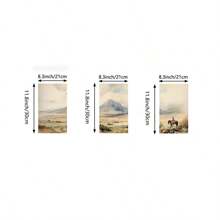 3 套西部牛仔壁画复古帆布印刷画乡村西南海报沙漠风景装饰卧室、客厅或办公室农舍无框 - 彩色 - 查看 10