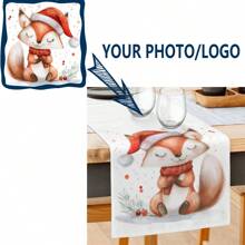 1pc Customized Table Runner, Personalized Design Photo/Logo Customized Line Washable Table Cover For Buffet Table, Parties, Holiday Dinner Picnic, Camping, Table Decor