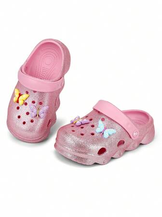 HOEASE Zapatos tipo zuecos transpirables informales para niñas, zuecos de jardín ligeros y de secado rápido para interior, exterior, ducha, piscina, sandalias de playa antideslizantes para verano