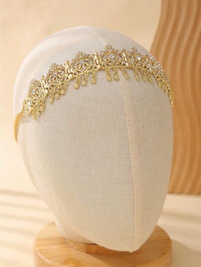 Chaîne de tête de forme de gland de goutte d'eau exquise, coiffe de mariée algérienne, chaîne de décoration de strass, accessoires de la Saint-Valentin de longueur réglable