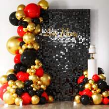 24/36Pcs Large Square Sequin Shimmer Backdrop Panels - Durable Plastic Material, Reusable, Easy To Assemble, Versatile Photo Backdrops For Birthday, Anniversary, Wedding, Graduation, Bachelorette Party, And Event Decorations - màu đen - Xem 11