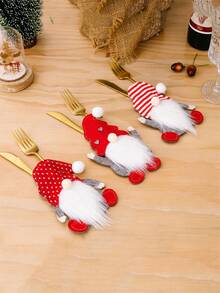 3pcs Faceless Doll Knife Fork Set Christmas Table Decoration - Multicolor - View 6