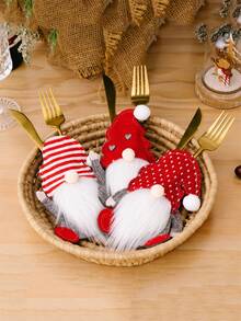 3pcs Faceless Doll Knife Fork Set Christmas Table Decoration - Multicolor - View 7