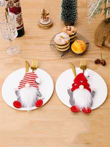 3pcs Faceless Doll Knife Fork Set Christmas Table Decoration - Multicolor - View 8