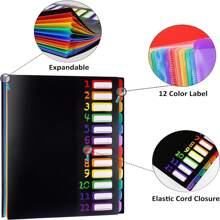 24 Pockets Expandable Folder,File Manager,Letter Size,Holds 240 Sheets,Plastic Rainbow Lined,Colorful Folders,Designed For Home,Office,School Test Papers Contract Organize,Back To School,School Supplies
