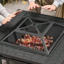 Premium Large Square BBQ Grill & Fire Pit - 2-In-1 Outdoor Heating And Grilling For Christmas Gatherings, Garden Parties, Campfire Tea Making With Foldable Design - Luxury Patio Warming Table