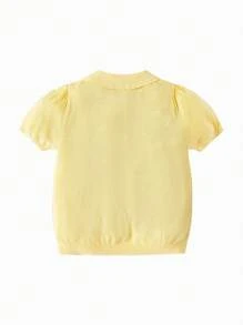 mini bala 女童夏季柔软舒适可爱兔子针织 T 恤 - 黃色 - 查看 5