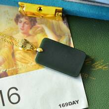 1pc Natural Black Gemstone Peace Necklace Set Pendant, Black Gemstone Gold Plated Inlay, Gold Jade Fashion Jewelry, Fashion Jewelry, Women's Necklace Jewelry, Gem Necklace, Holiday Gifts, Gifts For Her. - I - View 4