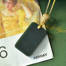 1pc Natural Black Gemstone Peace Necklace Set Pendant, Black Gemstone Gold Plated Inlay, Gold Jade Fashion Jewelry, Fashion Jewelry, Women's Necklace Jewelry, Gem Necklace, Holiday Gifts, Gifts For Her. - I - View 3