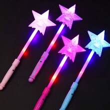 4pcs 5-Pointed Star LED Light-Up Magic Wand, Colorful Flashing Star Fairy Wand - Multicolor - View 3
